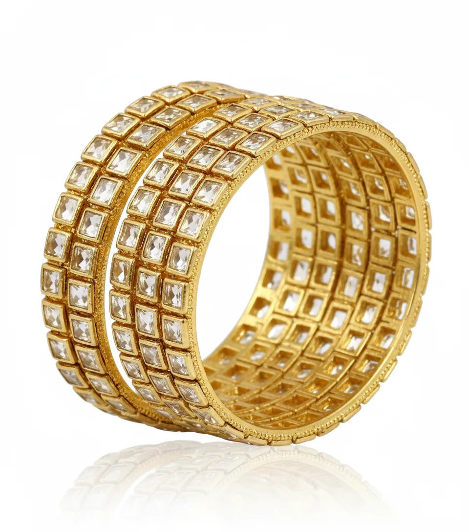 Mirror Kundan metal Bangles