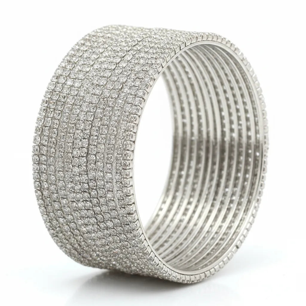 Metal Silver 4 Pair Bangle