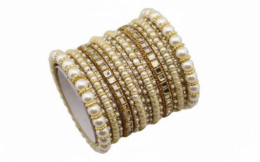 Pearl Kundan Bangle Set