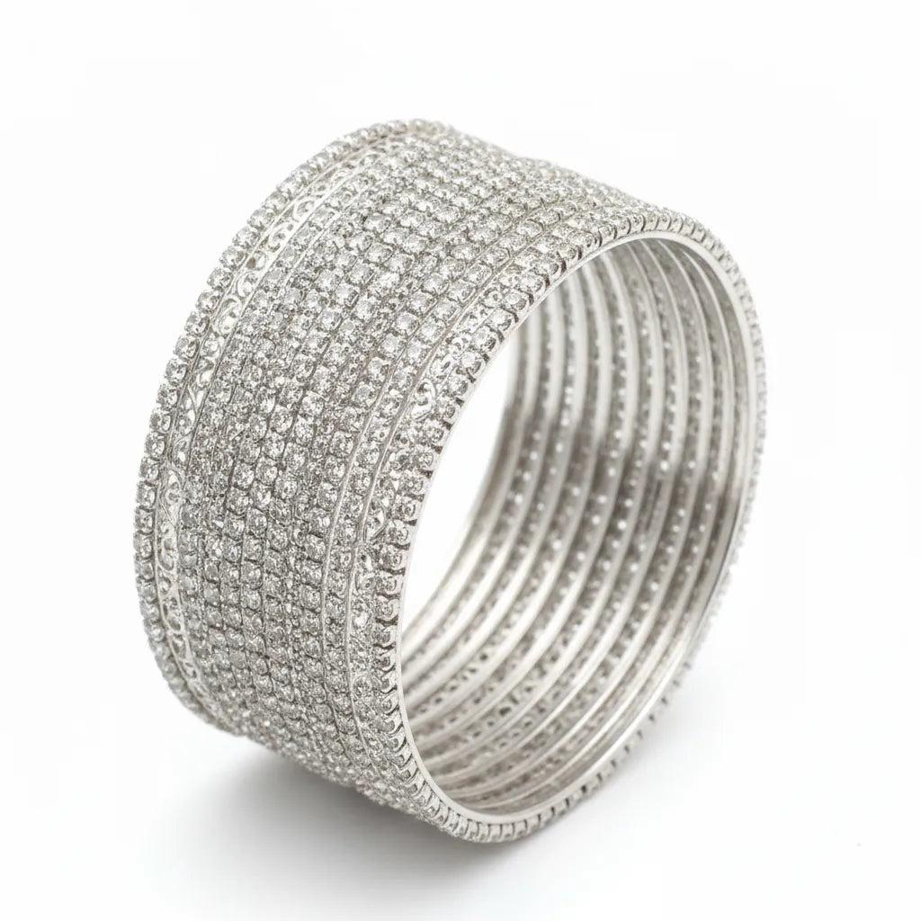 Metal Silver 4 Pair Bangle