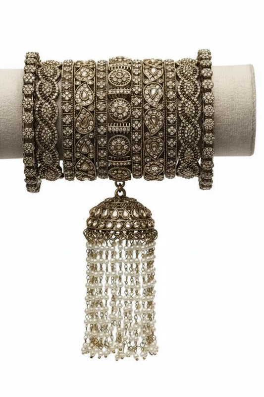 Antique Oxidized Silver Bridal Bangle Set