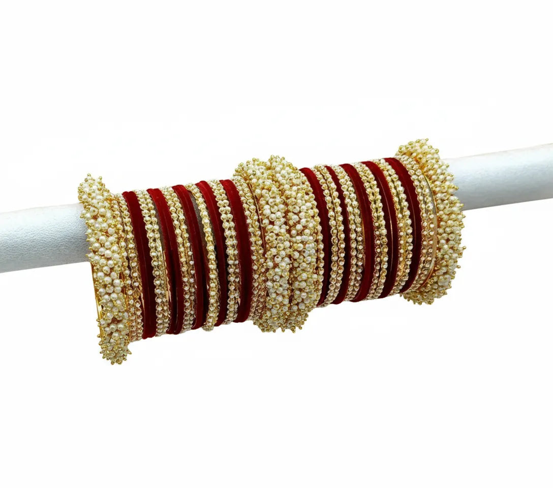 Mahroon Pearl Cluster Set