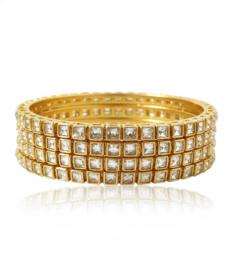 Mirror Kundan metal Bangles