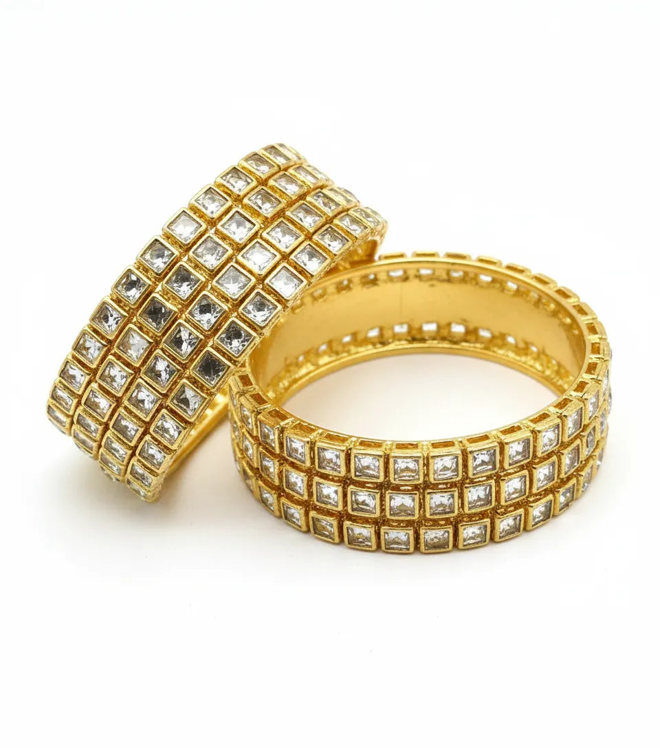 Mirror Kundan metal Bangles