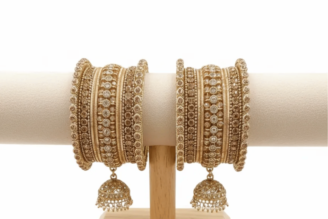 Metal Bridal Golden Jhumka Bangle Set