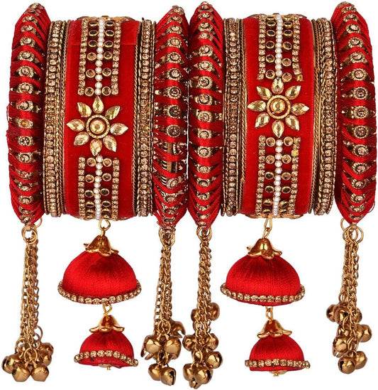 Bridal Red Velvet Jhumka Set