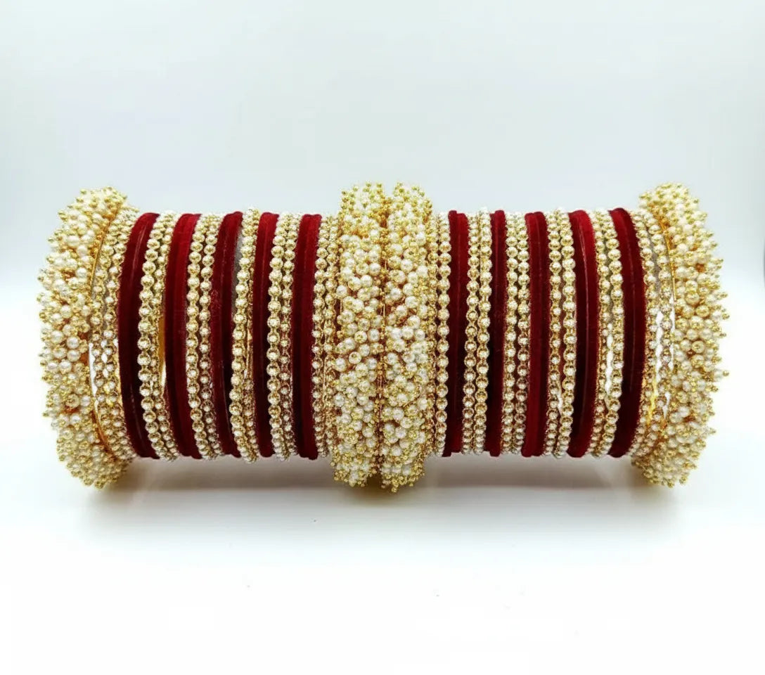 Mahroon Pearl Cluster Set